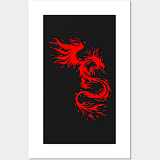 Flying Fire Dragon Design Posters and Art